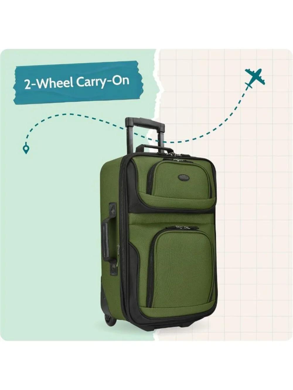 Lightweight Softside Rolling Carry-On Suitcase, 2-Wheel Travel Luggage, Orange